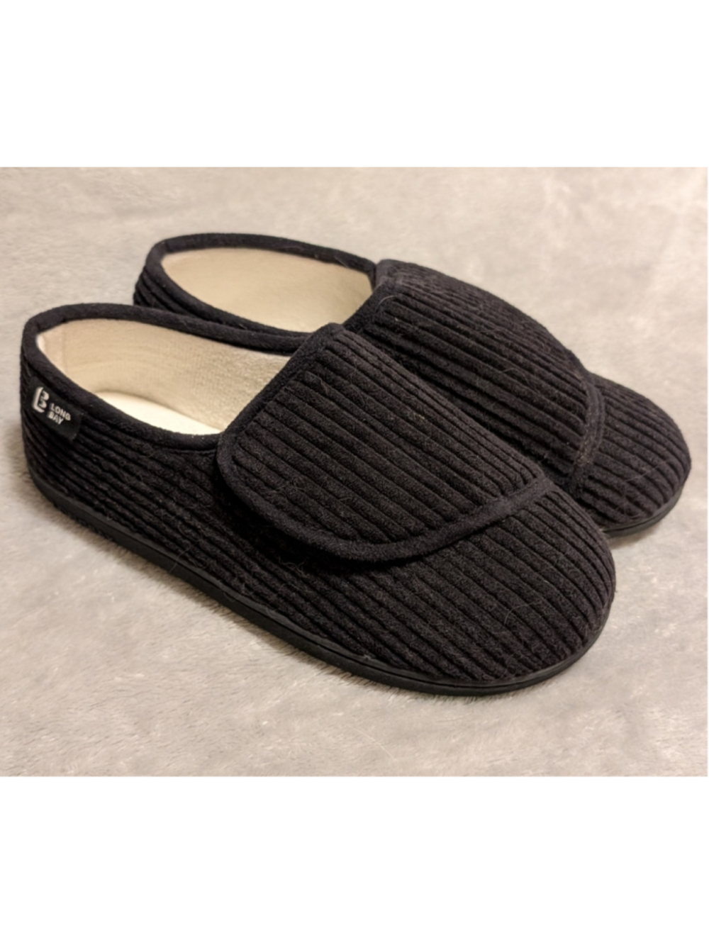 LB Long Bay Women's Corduroy Slippers Black US Size 9 CC04